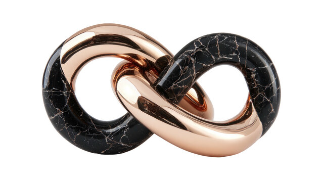 Intertwined infinity symbol, rose gold and black marble