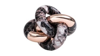 Abstract knot sculpture of intertwined marble and metal