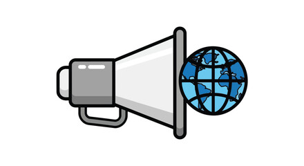 A megaphone with a globe representing global communication or announcement.