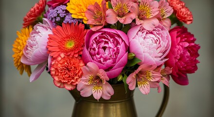 Colorful flower bouquet in vase