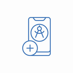 mobile compass added icon sign vector