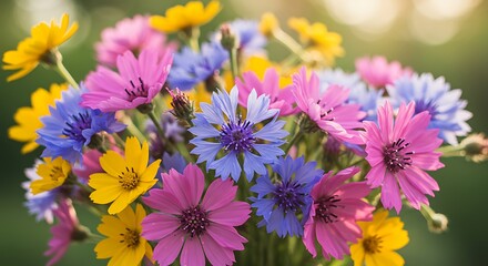 Colorful flower bouquet outdoors