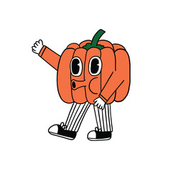 hand drawn cute pumpkin cartoon character illustration