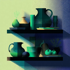 Shelf - A horizontal surface holding items