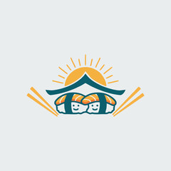 Minimalist Sushi Shop Logo Vector Design with Modern Japanese Food Identity Concept for Restaurant Branding and Elegant Seafood Cuisine Illustration in Clean Style for Creative Brand Presentation