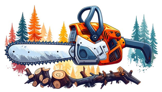Chainsaw in a forest scene