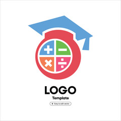Education icon with graduation cap and math symbols