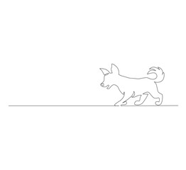 Continuous Single Line Drawing of dog, Minimalist Monoline Illustration of Cute Puppy, Simple Contour Vector of Pet on White Background for Veterinarian, Pet Shop and Animal Lover Design