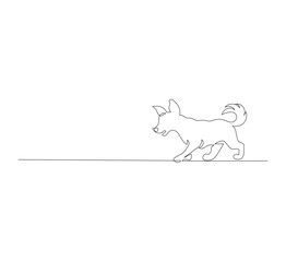 Continuous Single Line Drawing of dog, Minimalist Monoline Illustration of Cute Puppy, Simple Contour Vector of Pet on White Background for Veterinarian, Pet Shop and Animal Lover Design