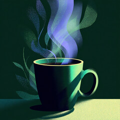 Cup - A handled container with rising steam