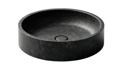 Dark gray circular stone basin