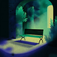 Bench - A long seat in an open area