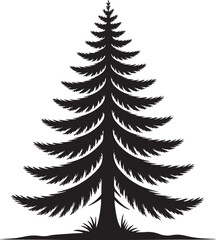 Obraz premium Evergreen tree silhouette – black coniferous pine or fir vector illustration for nature, holiday, and design themes.
