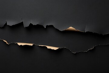 Dramatic black paper tear reveals beige layer creating a textured abstract art piece with a minimalist edgy feel Subtle