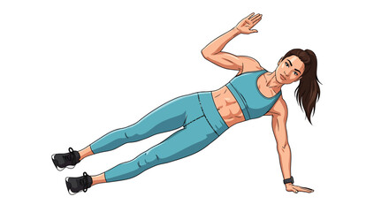 Fitness Woman Exercise in Side Plank Position for Strength Training and Core Workout