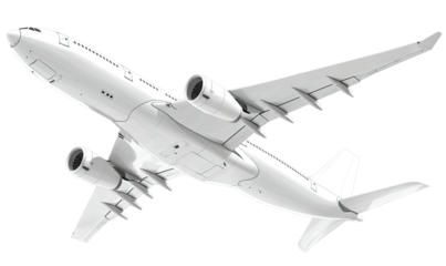 White airplane, top view