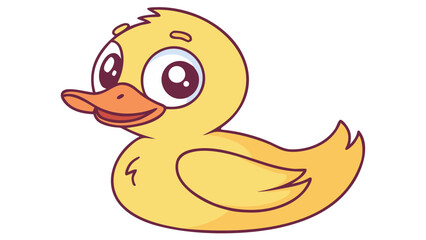 Fototapeta premium Cute Cartoon Duck Rubber Toy Flat Vector Illustration, Adorable Yellow Bath Duck Clip Art, Kids’ Playtime and Baby Bath Icon SVG