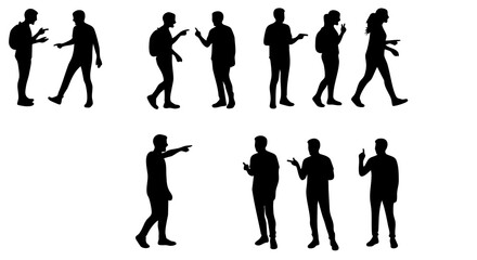 Minimalist Black Silhouette Crowd of People Walking and Standing Poses