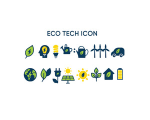  Eco tech icon vector design illustration set.