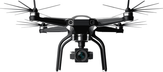 Modern quadcopter drone with camera vector illustration for aerial photography surveillance technology unmanned aircraft flying device isolated design concept