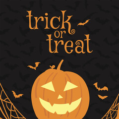 Happy Halloween holiday banner. Cartoon Halloween gift card.