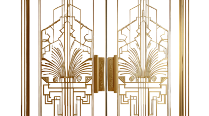 Rustic wooden door framed with natural bamboo decoration traditional handcrafted entrance design with texture isolated on white background