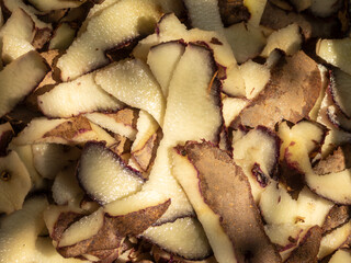 Detailed potato peelings texture with natural light
