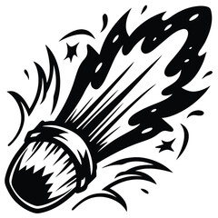 Black and white cannon emitting striking fire with bold design elements