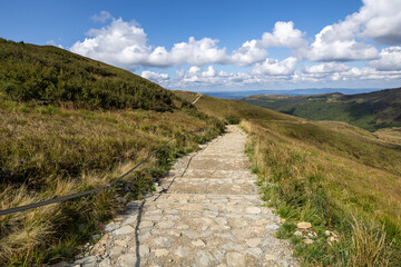 Hiking along the red trail to the highest peak of the Bieszczady Mountains - Tarnica