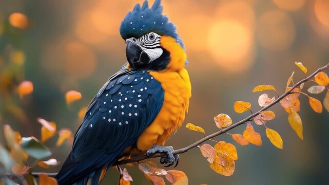 Colorful parrot on branch