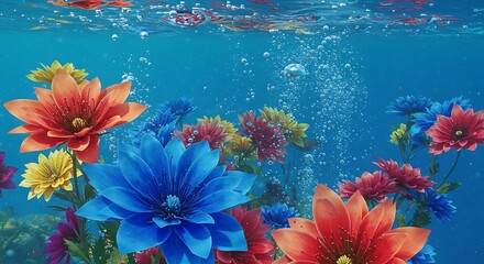 Colorful flowers underwater