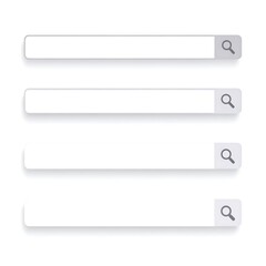 Fototapeta premium Four search bar templates with magnifying glass icons