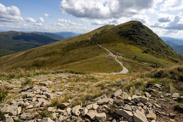 Hiking along the red trail to the highest peak of the Bieszczady Mountains - Tarnica