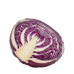 Fototapeta premium Half red cabbage cross section isolated on transparent background