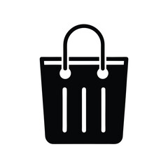 Black shopping bag icon on white background, market, store, retail,