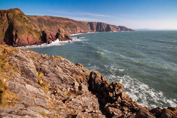rocky coast of South Wales, Pembrokeshire, Wales,