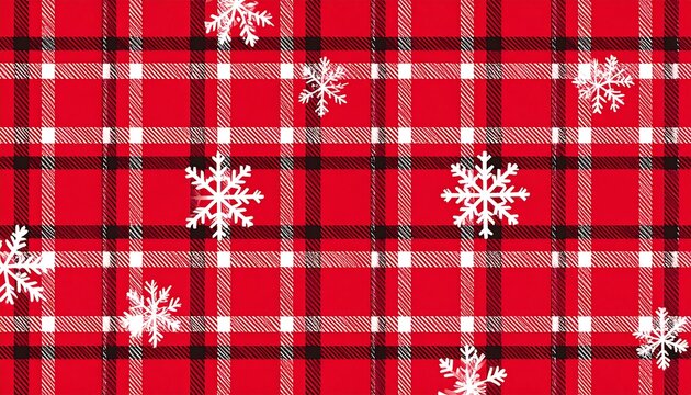 Festive plaid pattern with snowflakes - Powered by Adobe