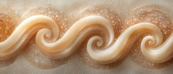 Wavy beige shapes with tiny dots on a tan textured background