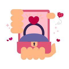 vector illustration of a man holding a heart