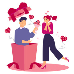 couple propose vector art png file