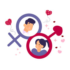 vector illustration of a man holding a heart