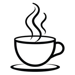 Hot Coffee Cup Icon – Café and Beverage Illustration
