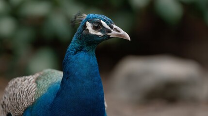 Fototapeta premium Radiant peacock adorns iridescent blues, symbolizing renewal; perfect for celebrations like Diwali or Japan's Shichi-Go-San