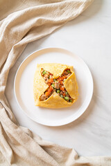 egg wrap or stuffed egg with minced pork and vegetable