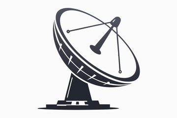 Detailed illustration of a black and white satellite dish features strong lines and solid fills