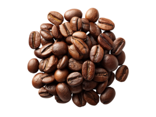 Aromatic roasted coffee beans dark background, Isolated On White Background, Png Transparent