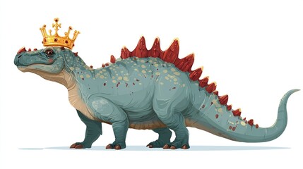 Cartoon dinosaur wearing a golden crown