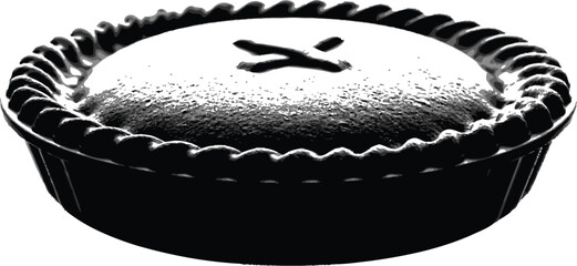 Monochrome savory pie with a cross, perfect for holidays and celebrations