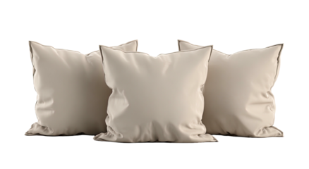 Three beige pillows in a row