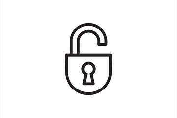 Open padlock unlock icon, outline vector illustration of keyhole security and privacy access symbol